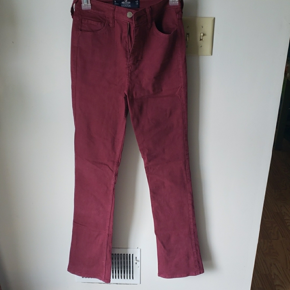 Hollister Maroon High-Rise Bootcut Jean